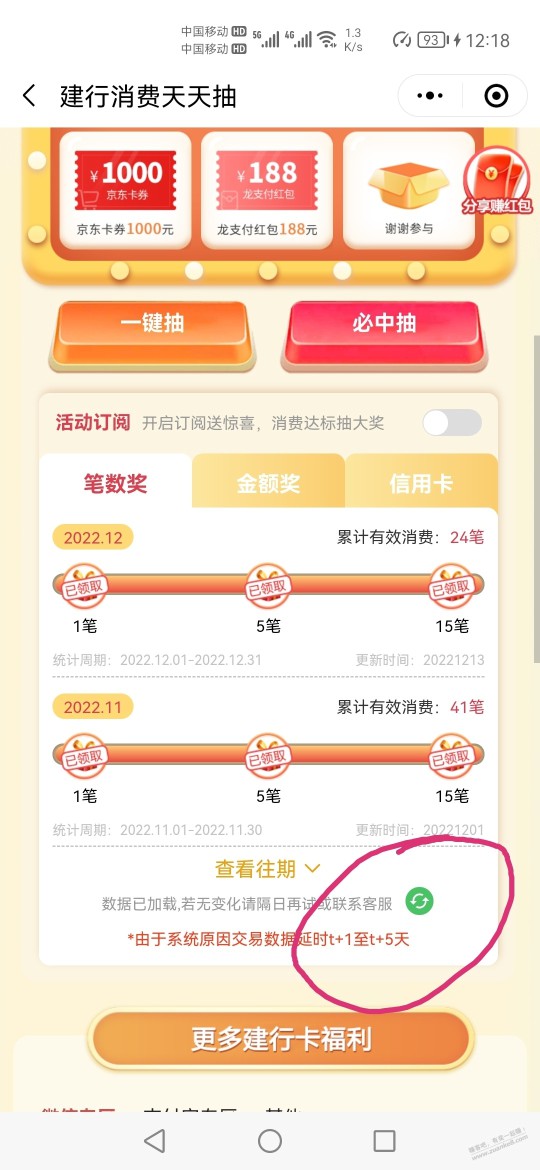 江苏建行消费9888领100立减金的没有数据的进来