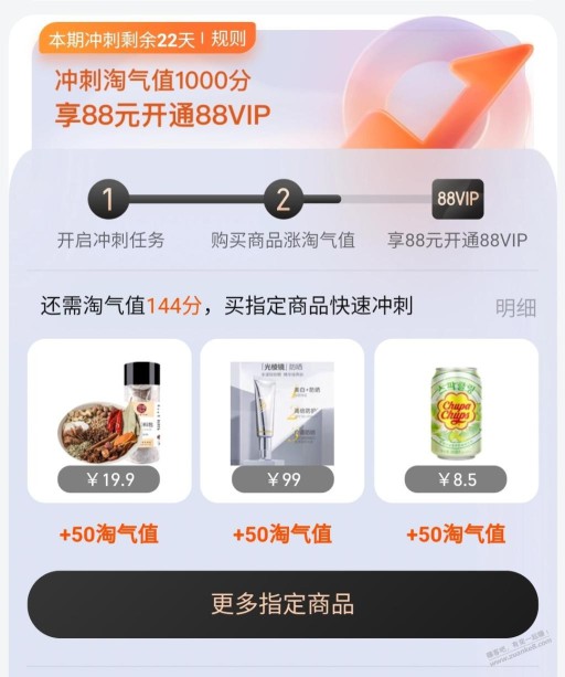 老哥们  88vip冲刺现在有没有1分钱商品啊