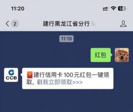 建行xing/用卡黑龙江 100 大毛，快点！