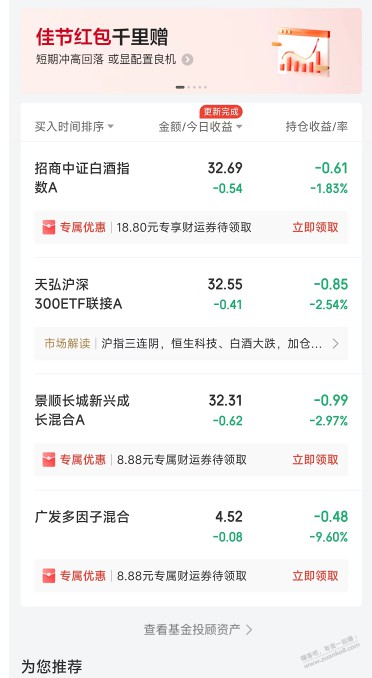 看到有个JD金融理财 100减15的卷，我冲了，结果