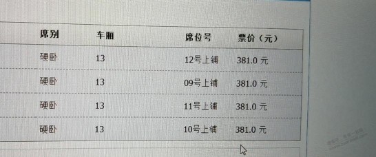 买个硬卧，8个人8张票，分在4个房间，清一色全是上铺？一二306怎么了