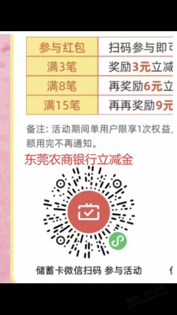 东莞农商月月刷20元