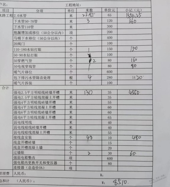 全屋改水电，这个报价怎么样？