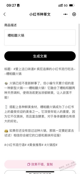 老哥们 看看这个小红书文案小程序是啥